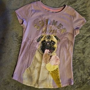 Purple Summer Vibes Pug Girls Shirt